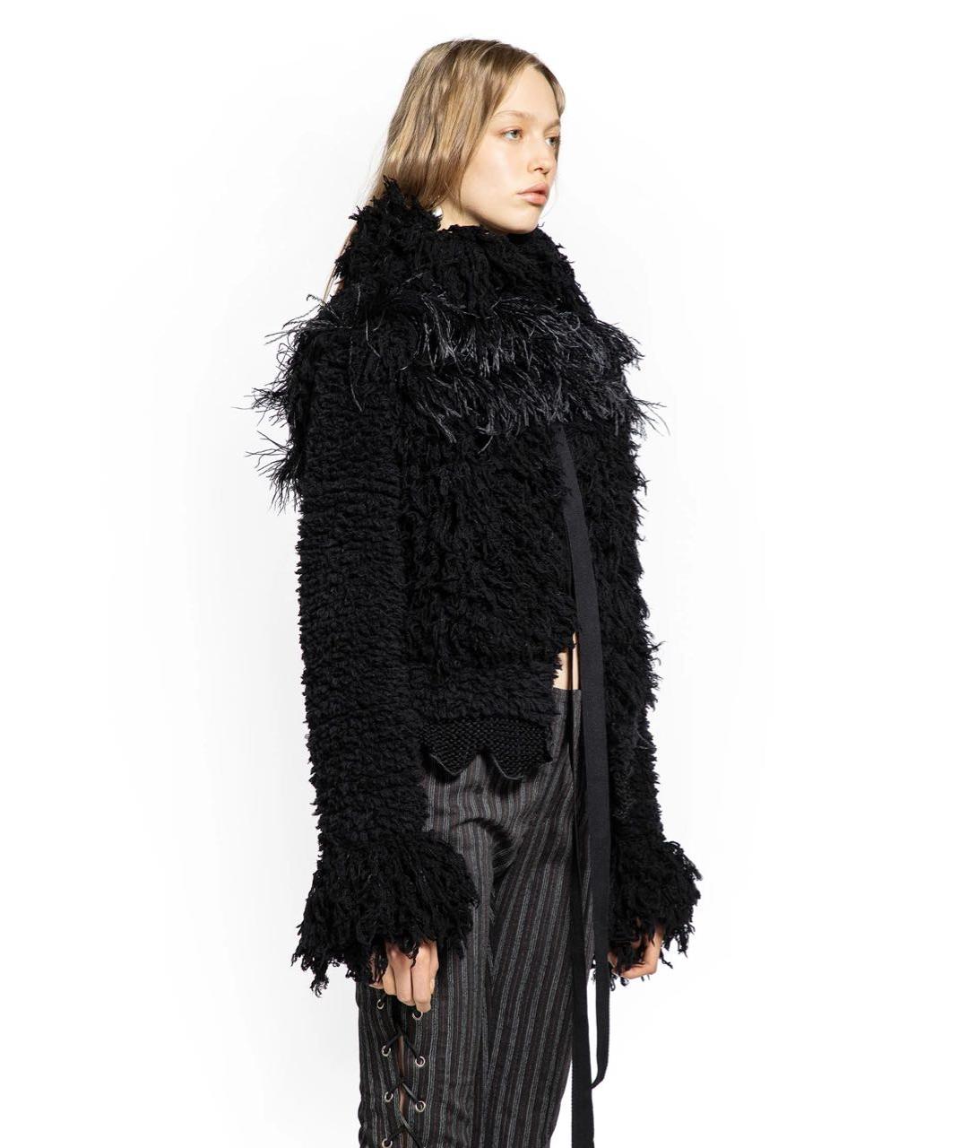 ANN DEMEULEMEESTER Черный шерстяной кардиган, фото 3