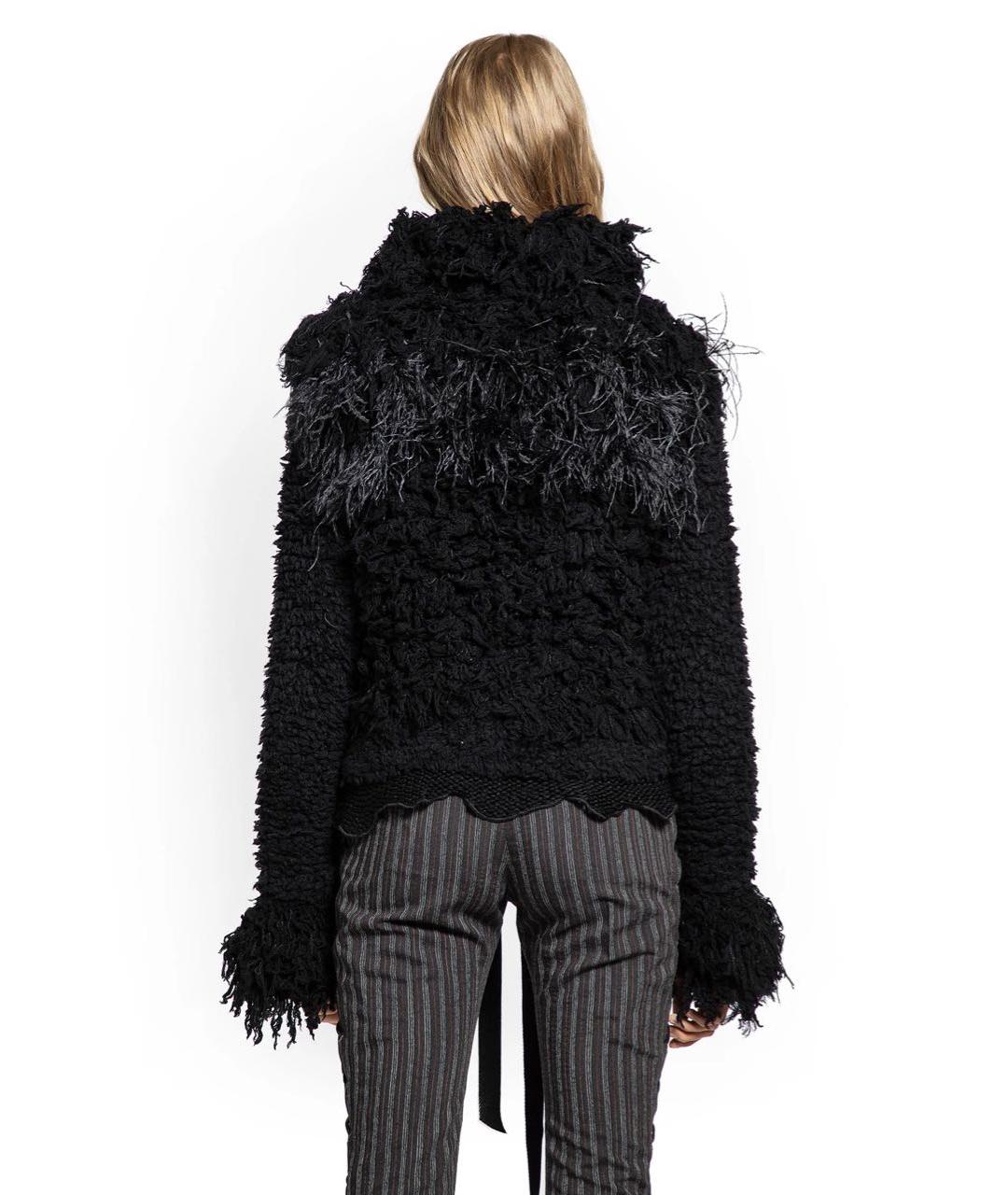 ANN DEMEULEMEESTER Черный шерстяной кардиган, фото 4