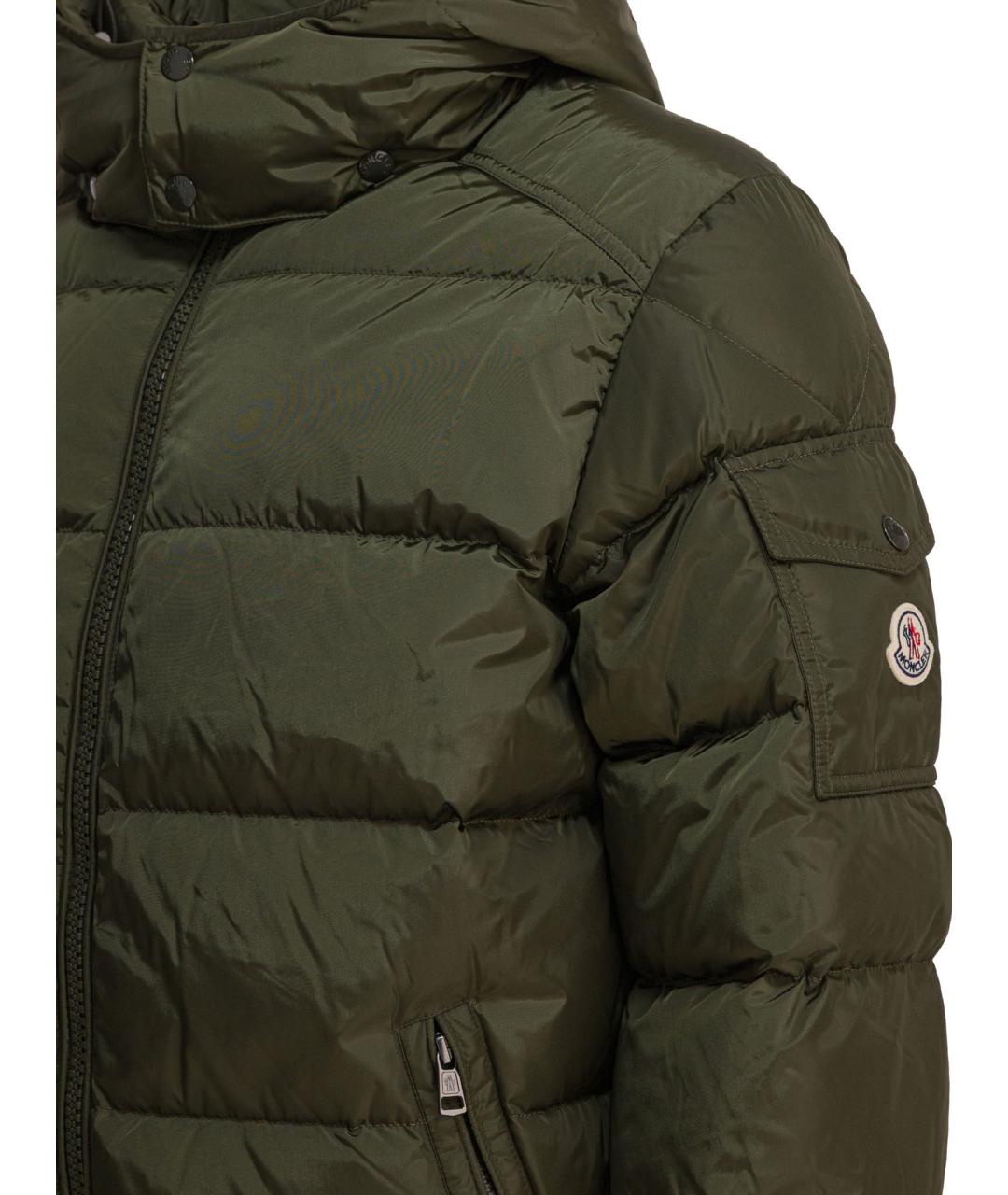 MONCLER Зеленый полиамидовый пуховик, фото 4