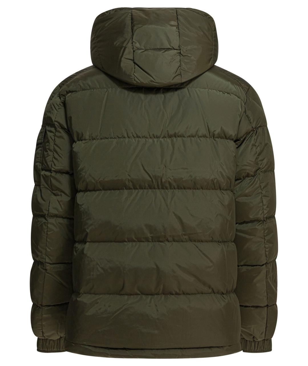 MONCLER Зеленый полиамидовый пуховик, фото 2