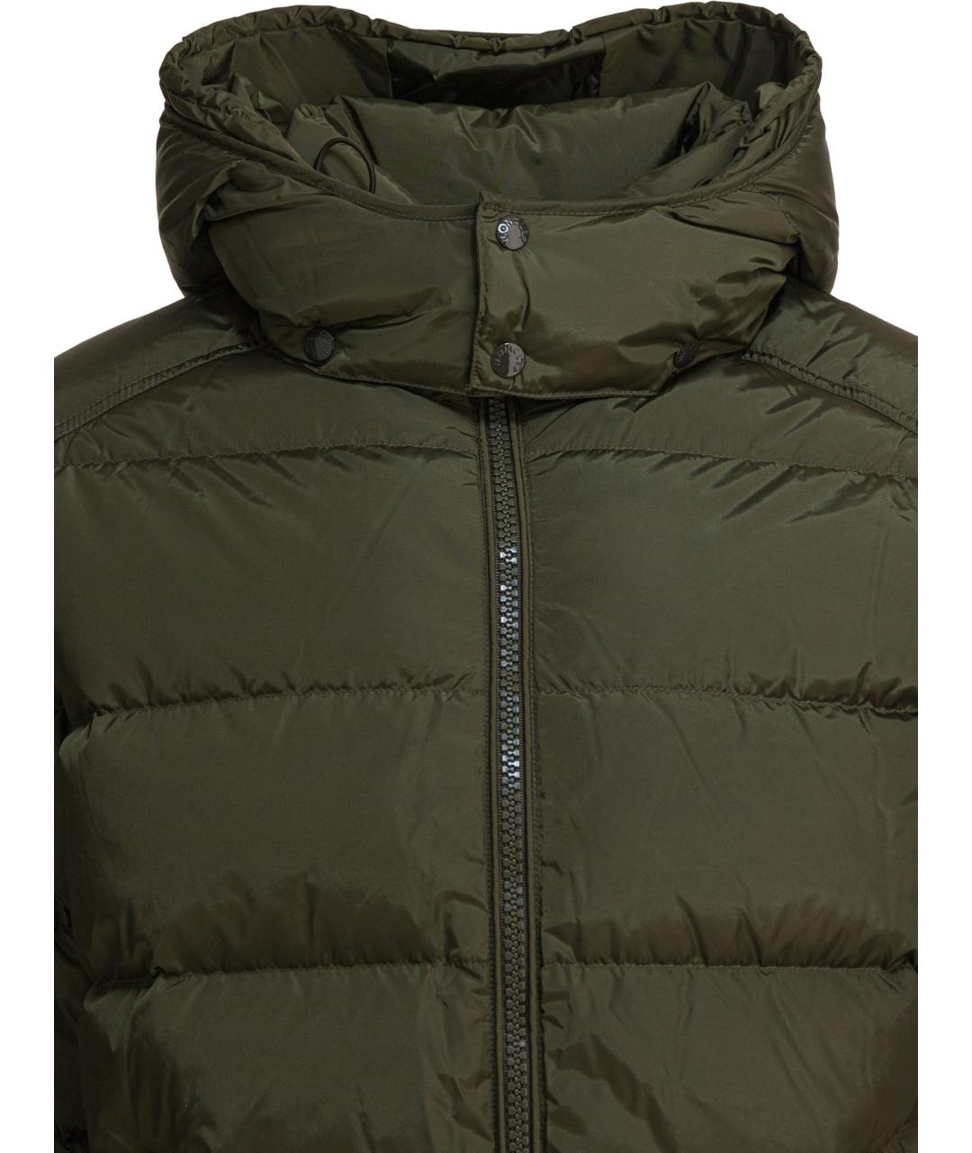 MONCLER Зеленый полиамидовый пуховик, фото 3