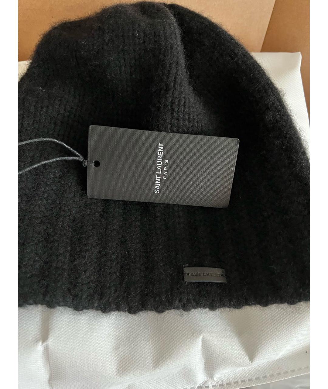 SAINT LAURENT Черная кашемировая шапка, фото 2