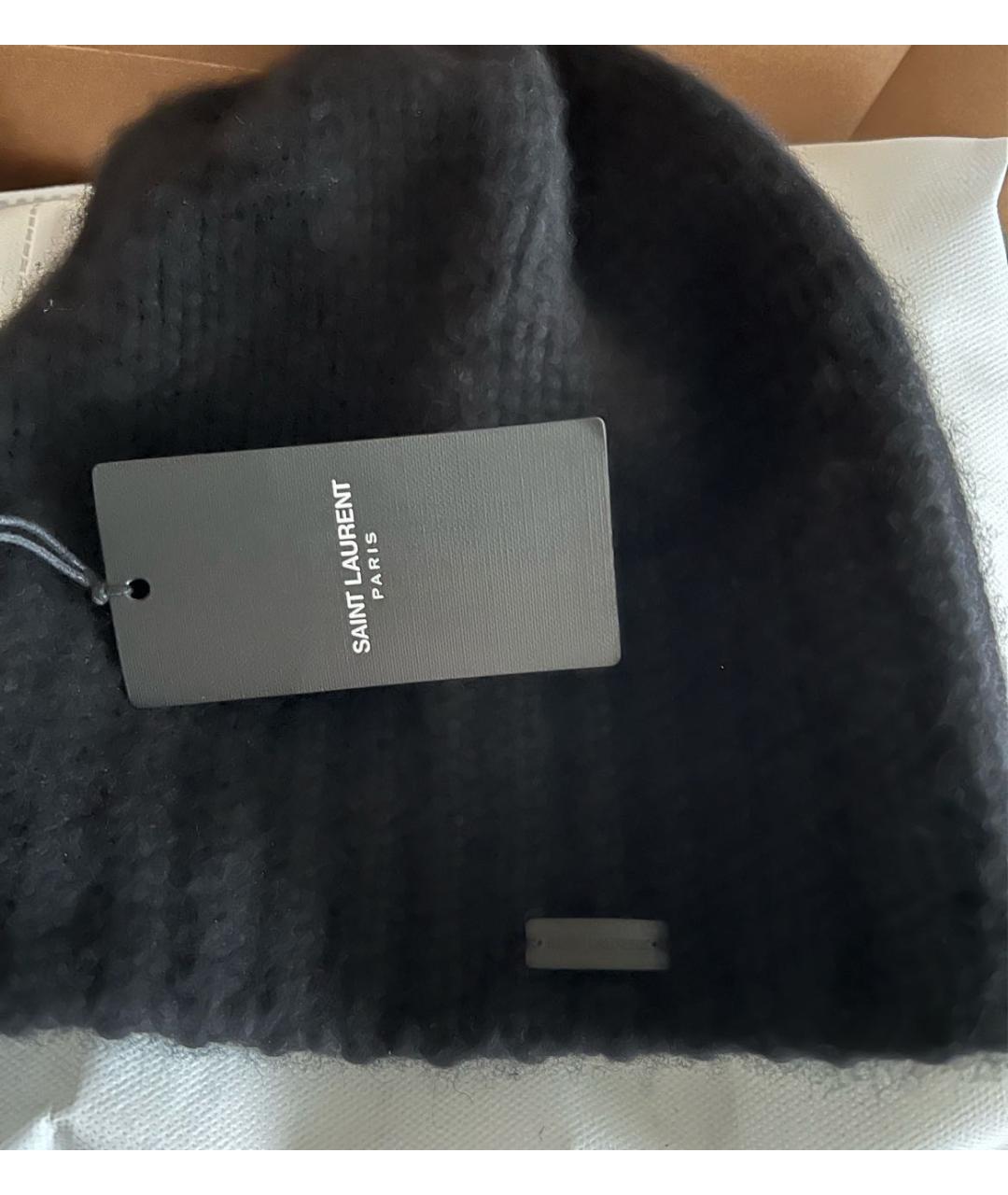 SAINT LAURENT Черная кашемировая шапка, фото 8