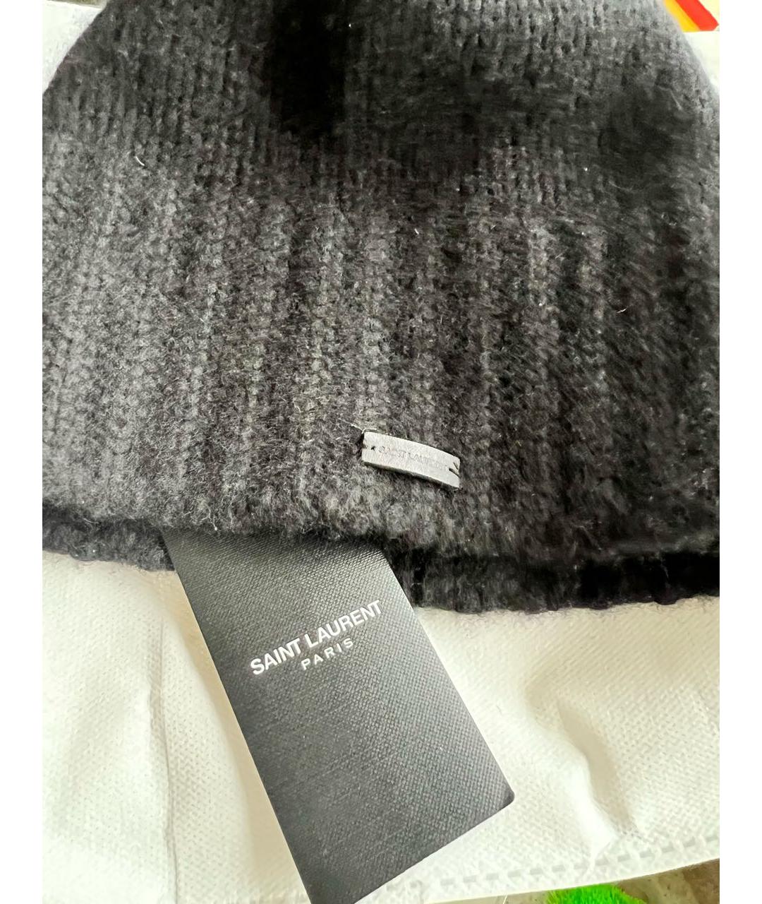 SAINT LAURENT Черная кашемировая шапка, фото 3