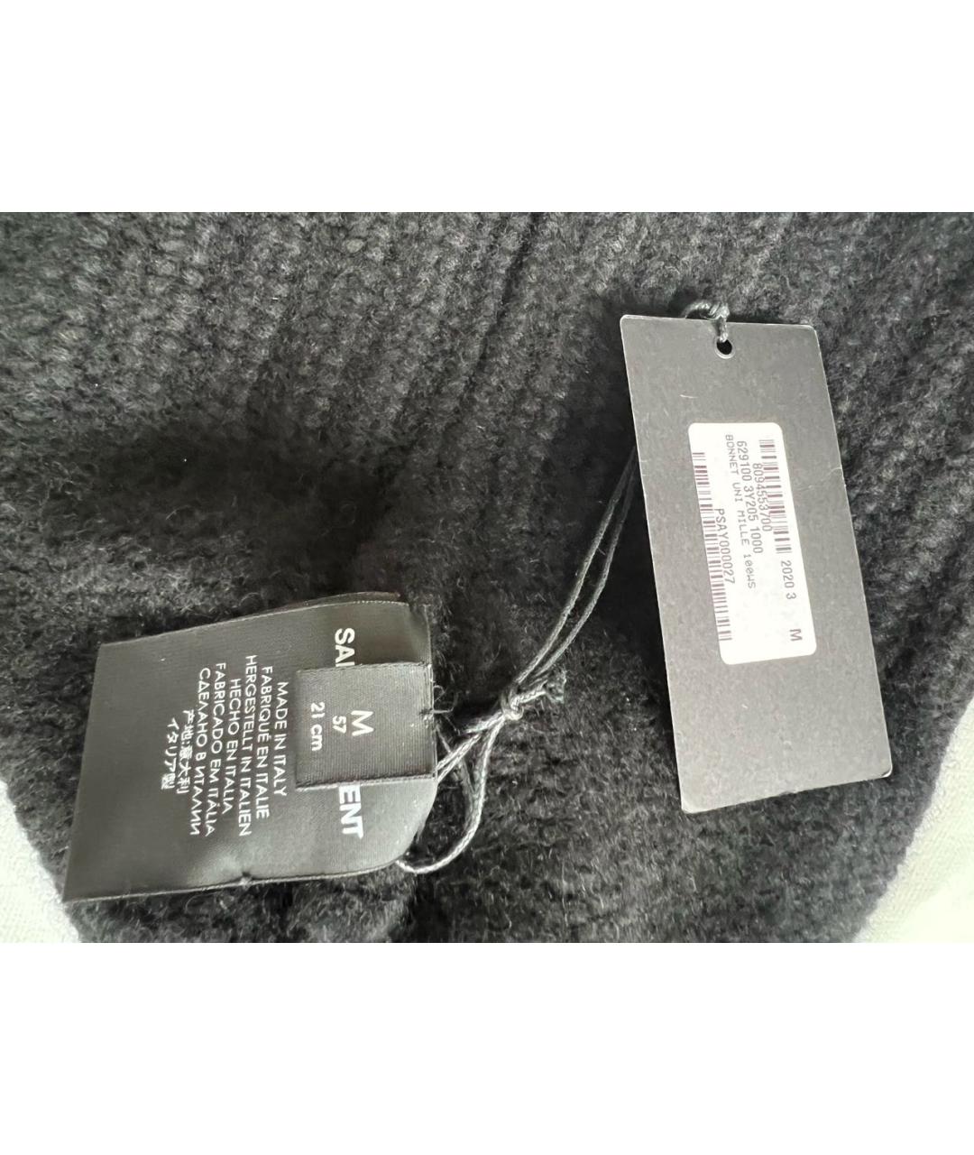 SAINT LAURENT Черная кашемировая шапка, фото 4