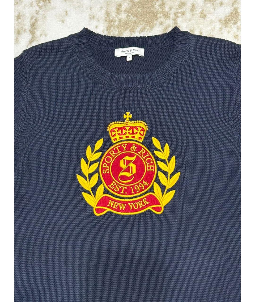 SPORTY AND RICH Темно-синий хлопковый джемпер / свитер, фото 3