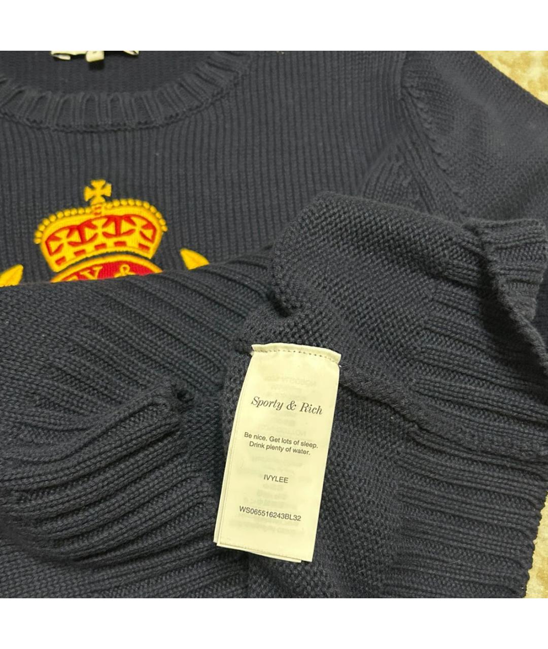SPORTY AND RICH Темно-синий хлопковый джемпер / свитер, фото 4