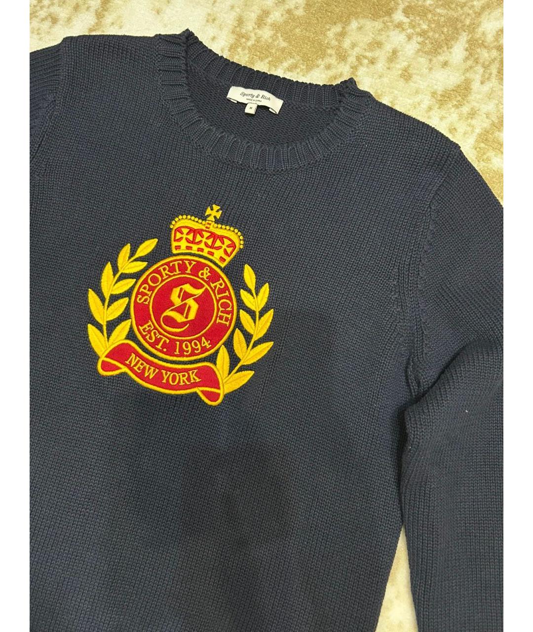 SPORTY AND RICH Темно-синий хлопковый джемпер / свитер, фото 6