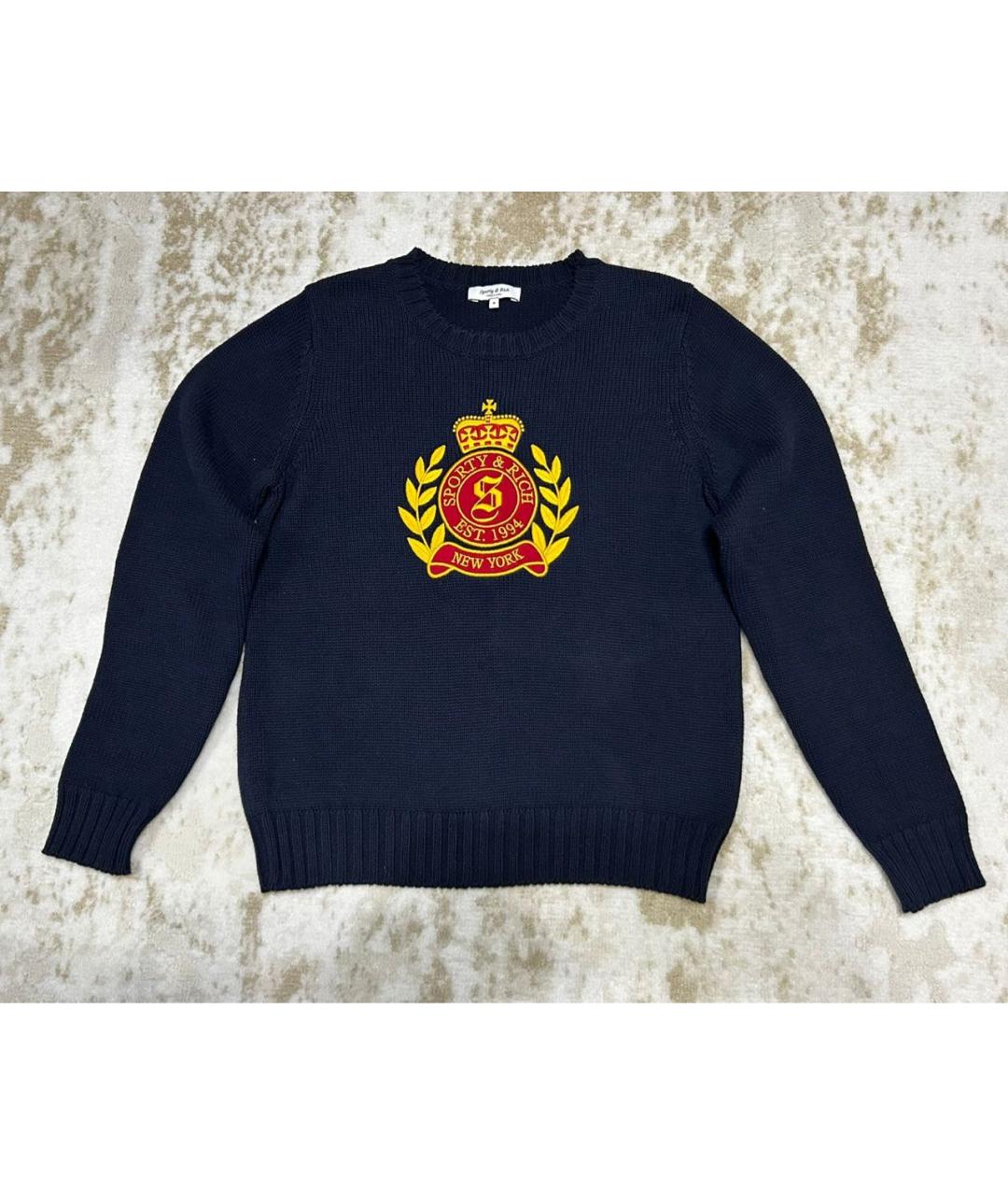 SPORTY AND RICH Темно-синий хлопковый джемпер / свитер, фото 9
