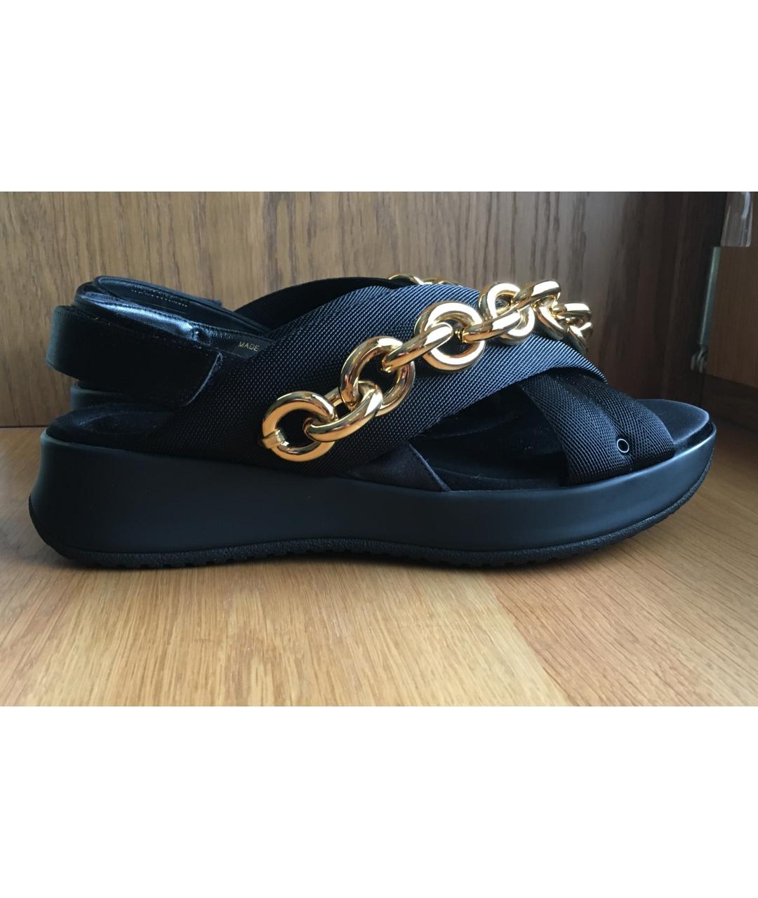 BURBERRY Черные текстильные сандалии, фото 2