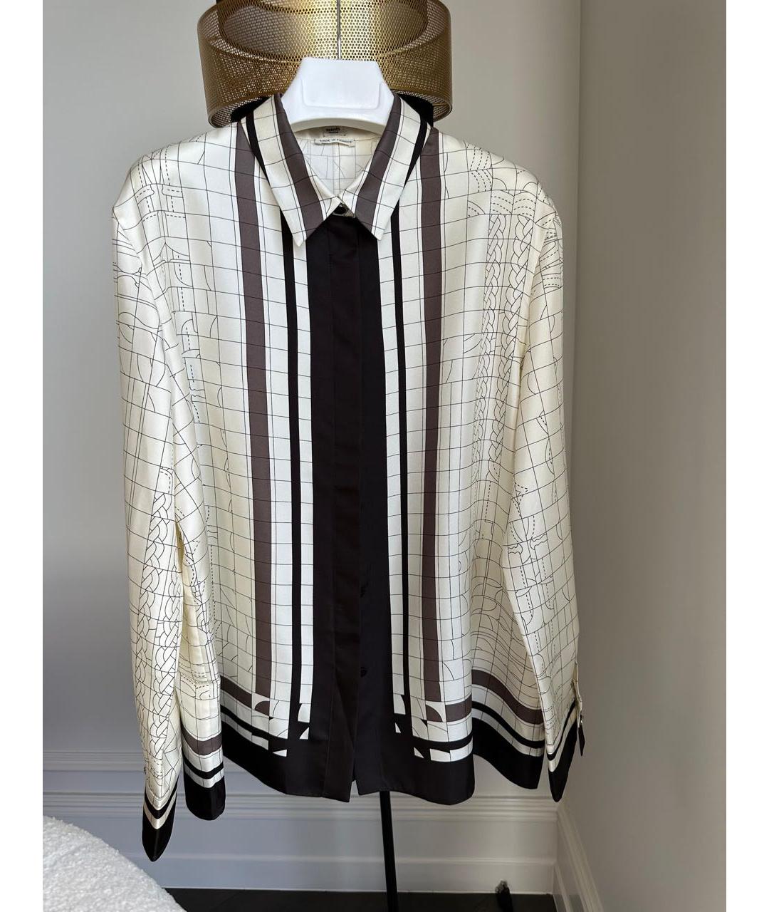 HERMES Бежевый шелковый костюм с брюками, фото 8