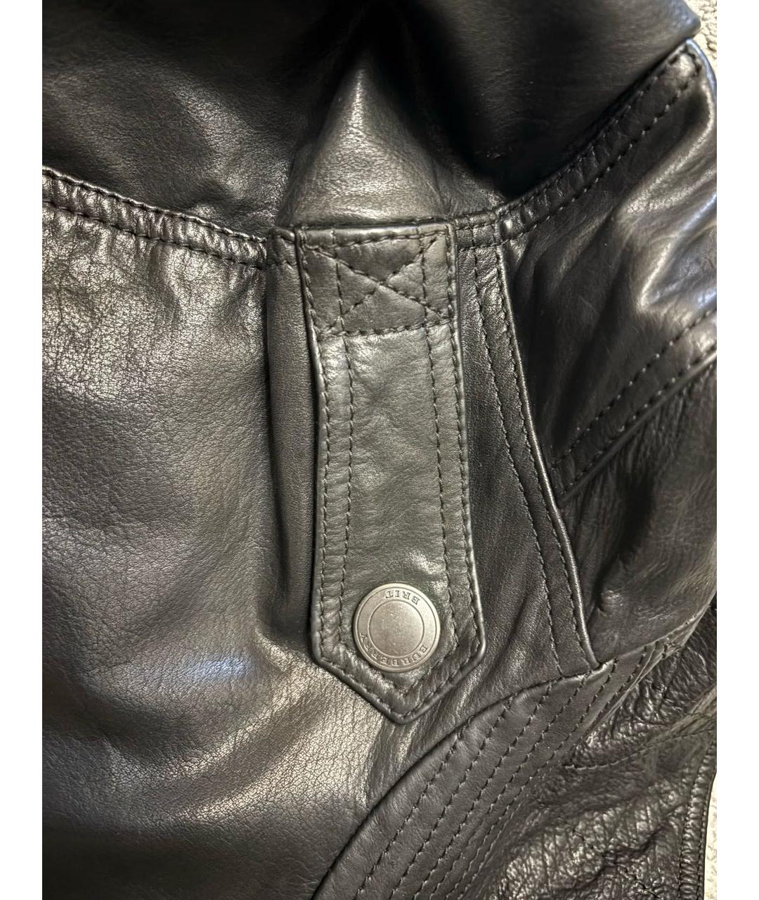 BURBERRY Черная кожаная куртка, фото 7