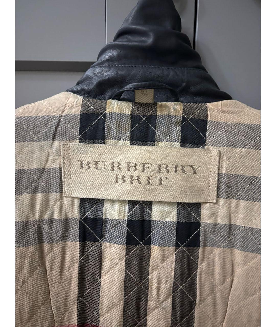 BURBERRY Черная кожаная куртка, фото 3