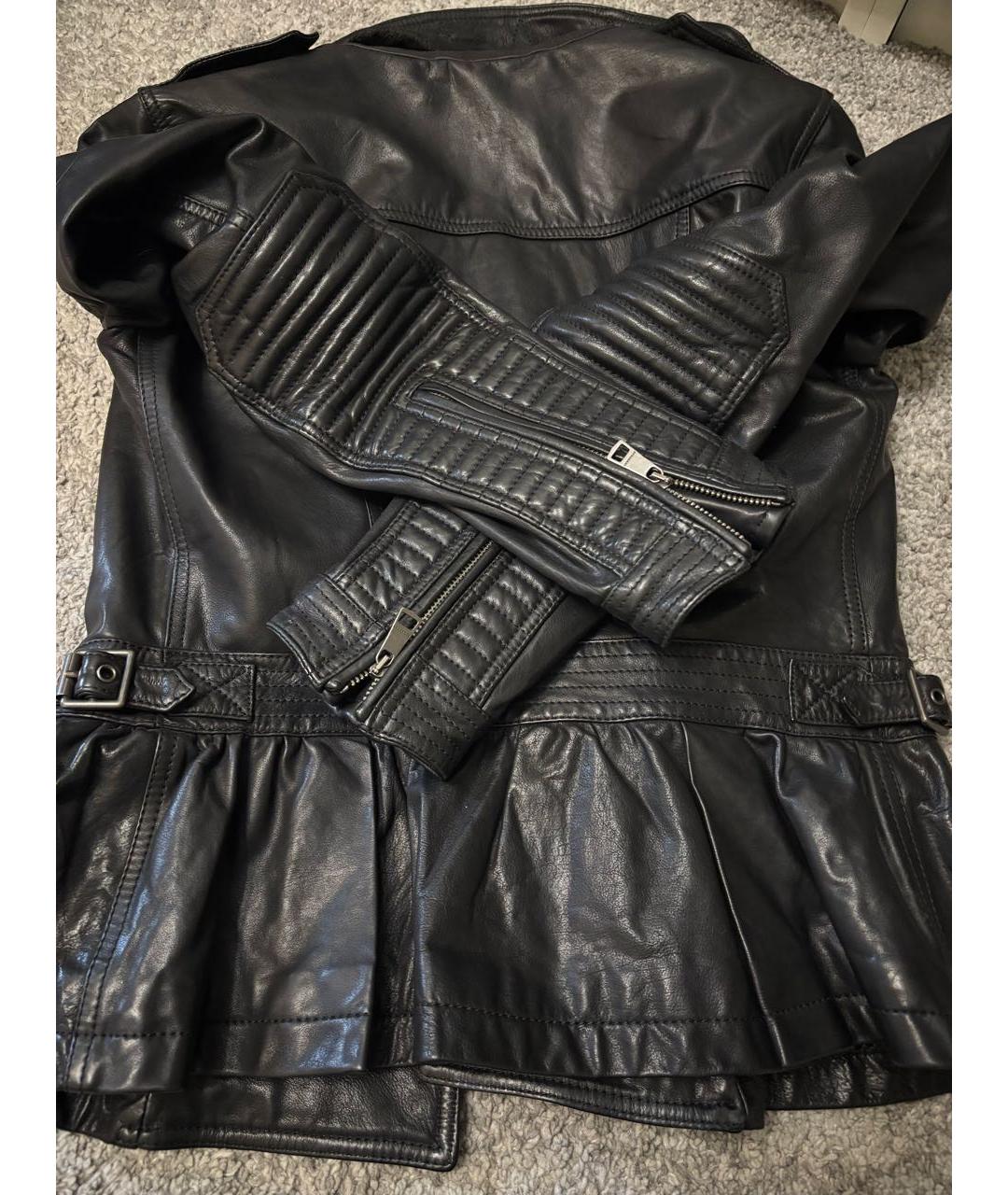 BURBERRY Черная кожаная куртка, фото 4