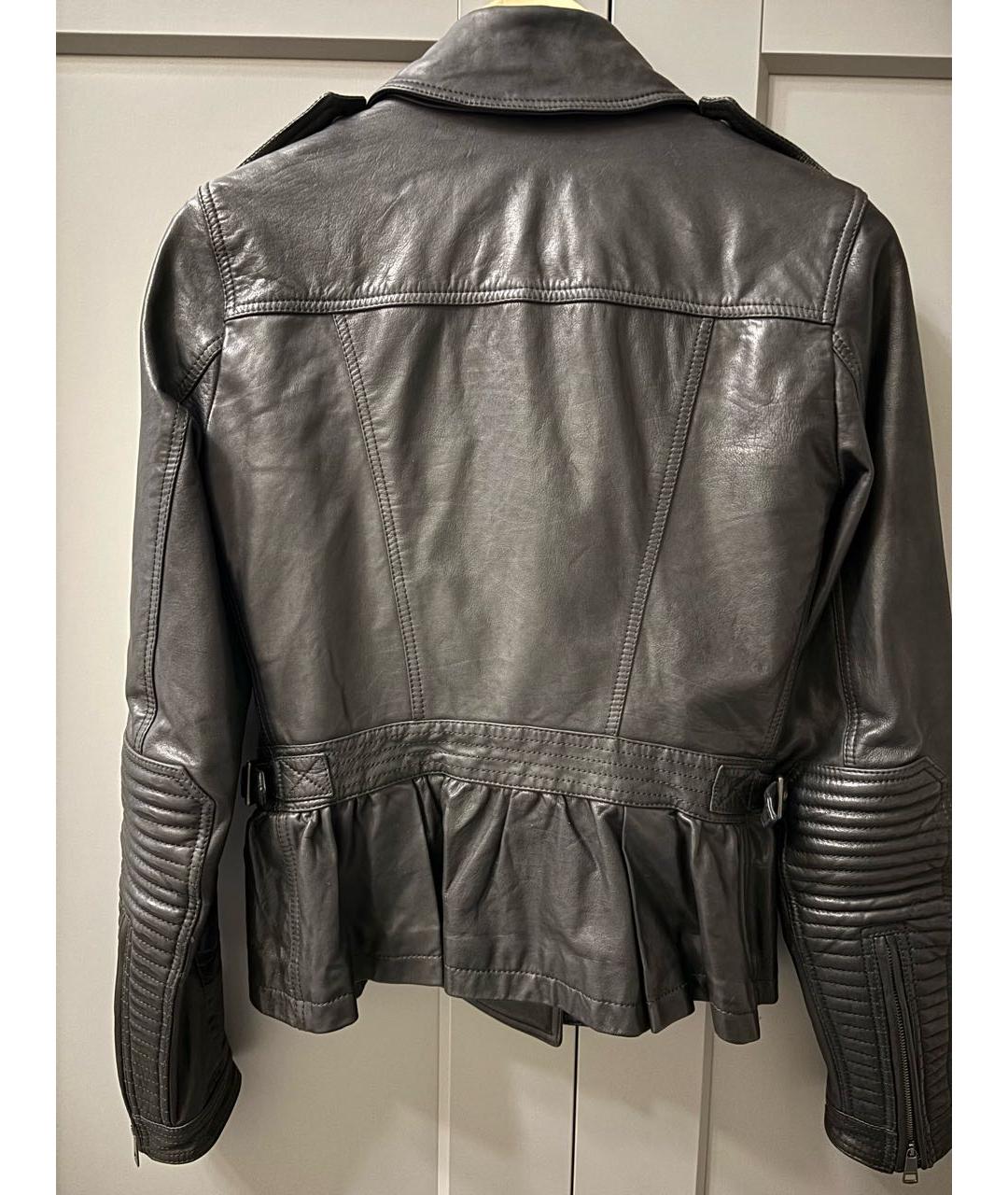 BURBERRY Черная кожаная куртка, фото 2