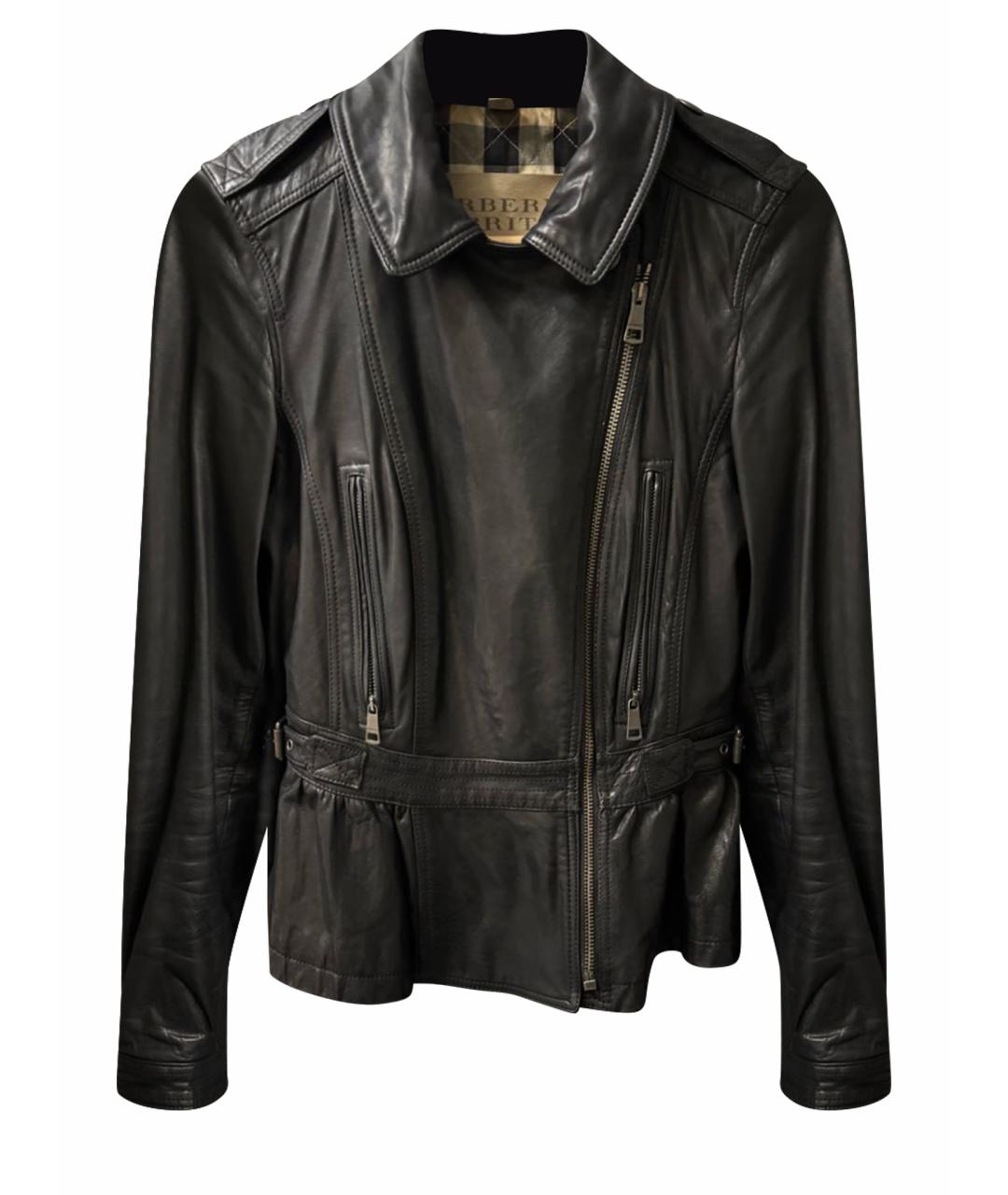 BURBERRY Черная кожаная куртка, фото 1
