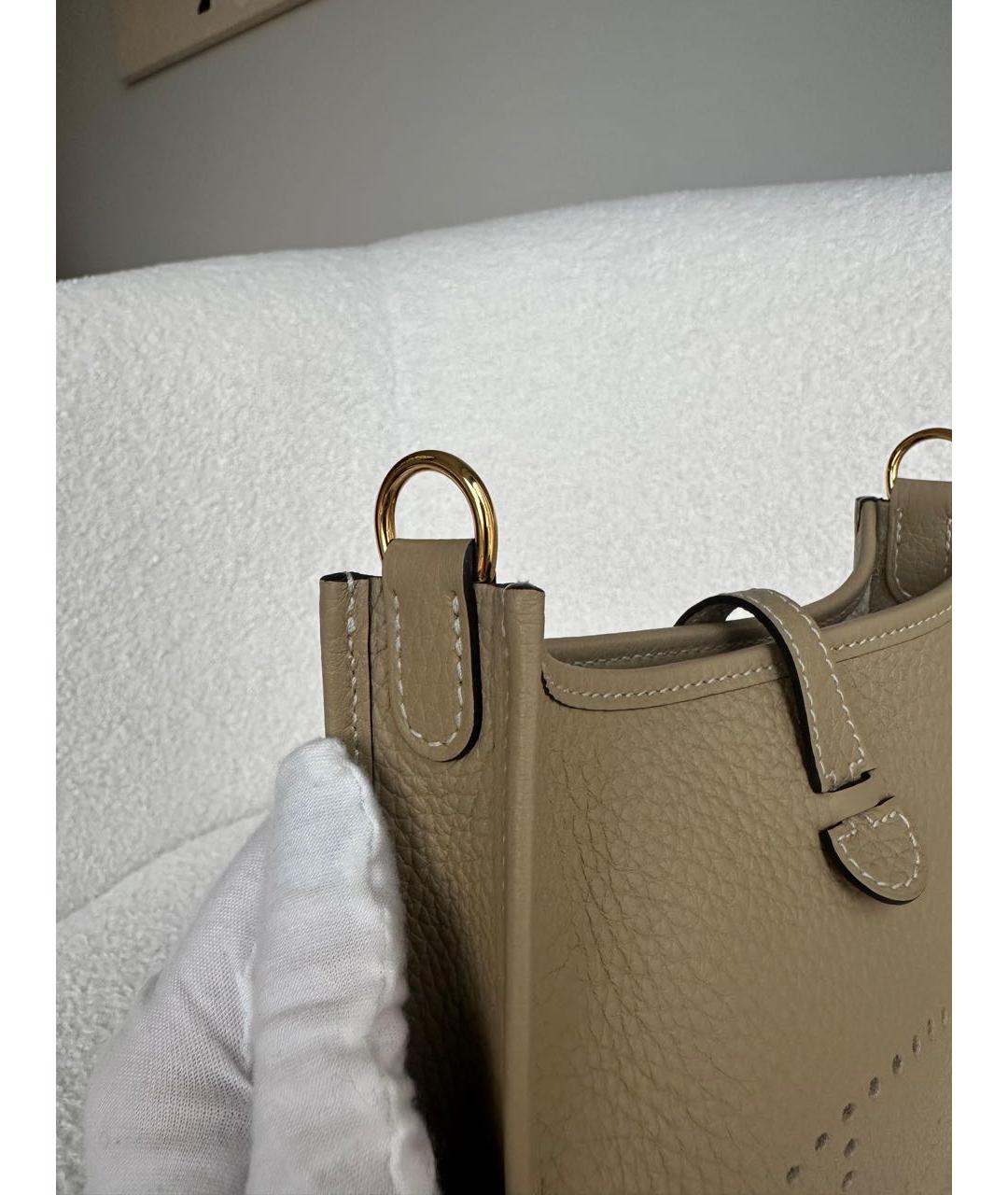 HERMES Бежевая кожаная сумка через плечо, фото 2