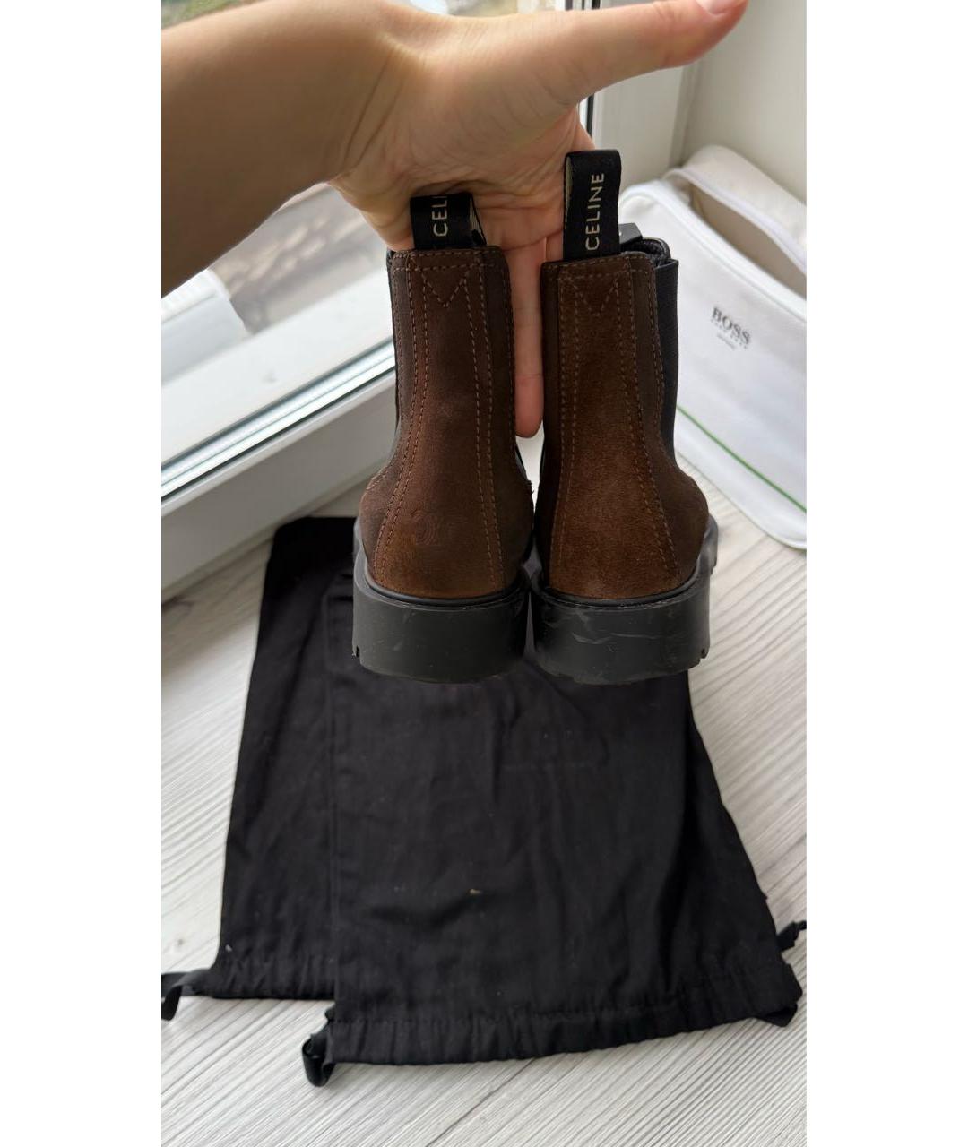 CELINE Коричневые замшевые полусапоги, фото 4