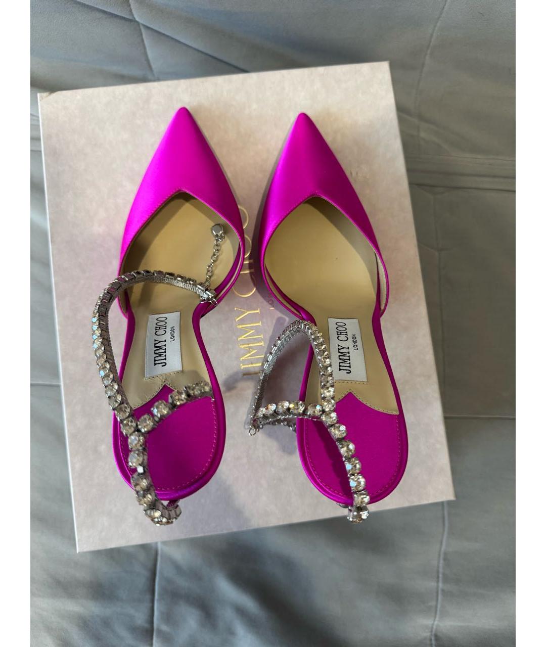 JIMMY CHOO Фуксия текстильные туфли, фото 3