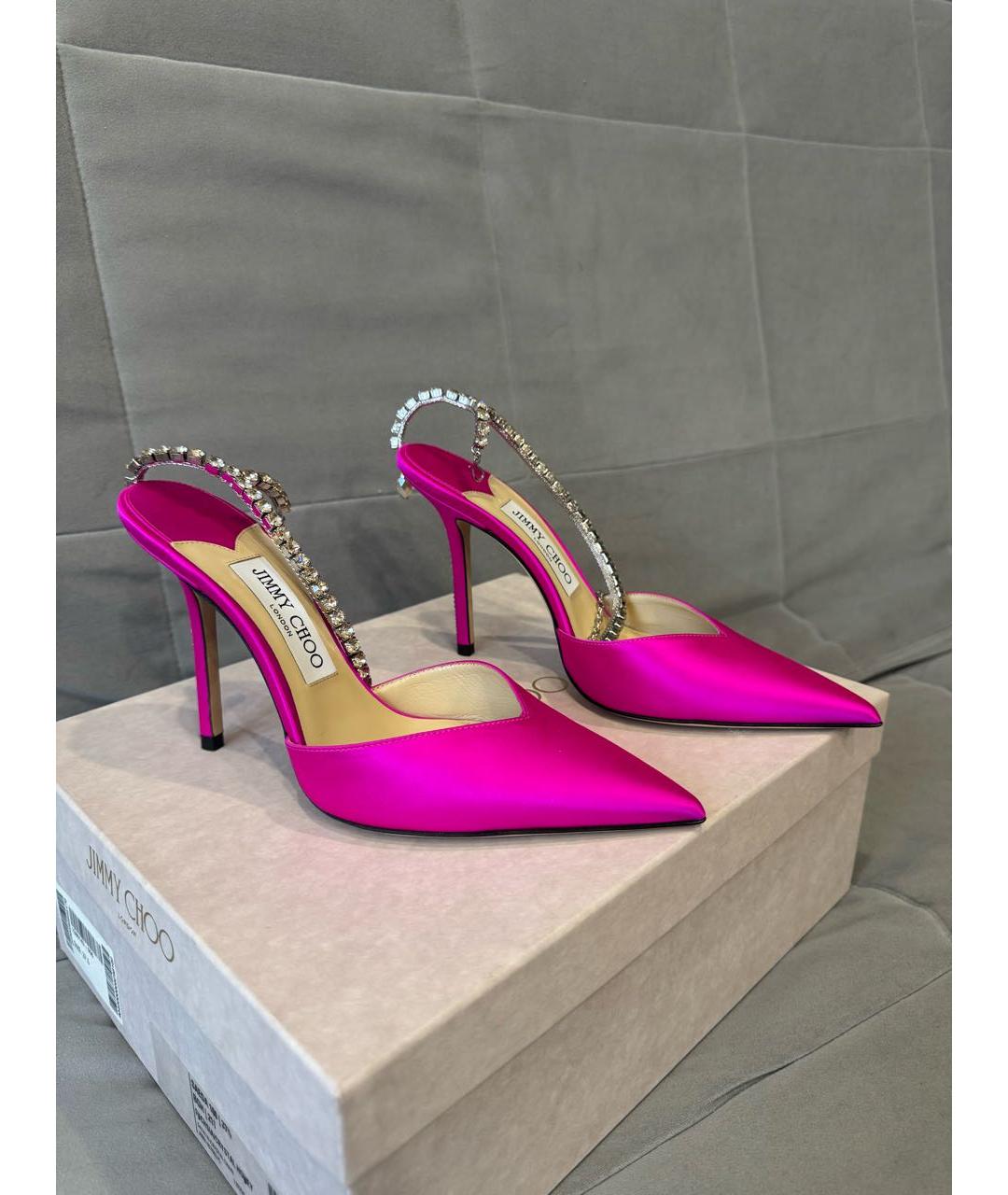 JIMMY CHOO Фуксия текстильные туфли, фото 5