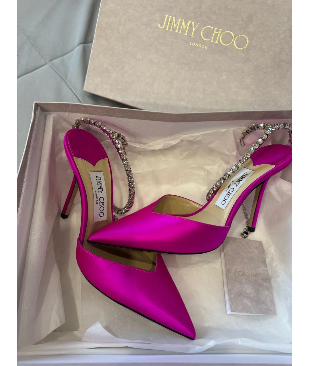 JIMMY CHOO Фуксия текстильные туфли, фото 6