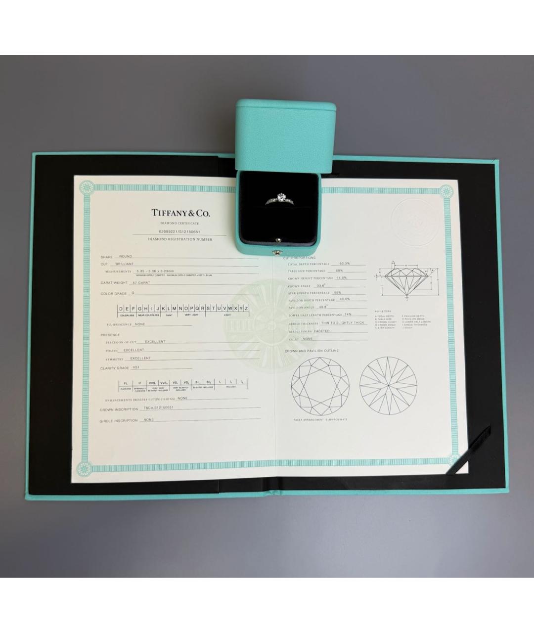 TIFFANY&CO Белое платиновое кольцо, фото 3