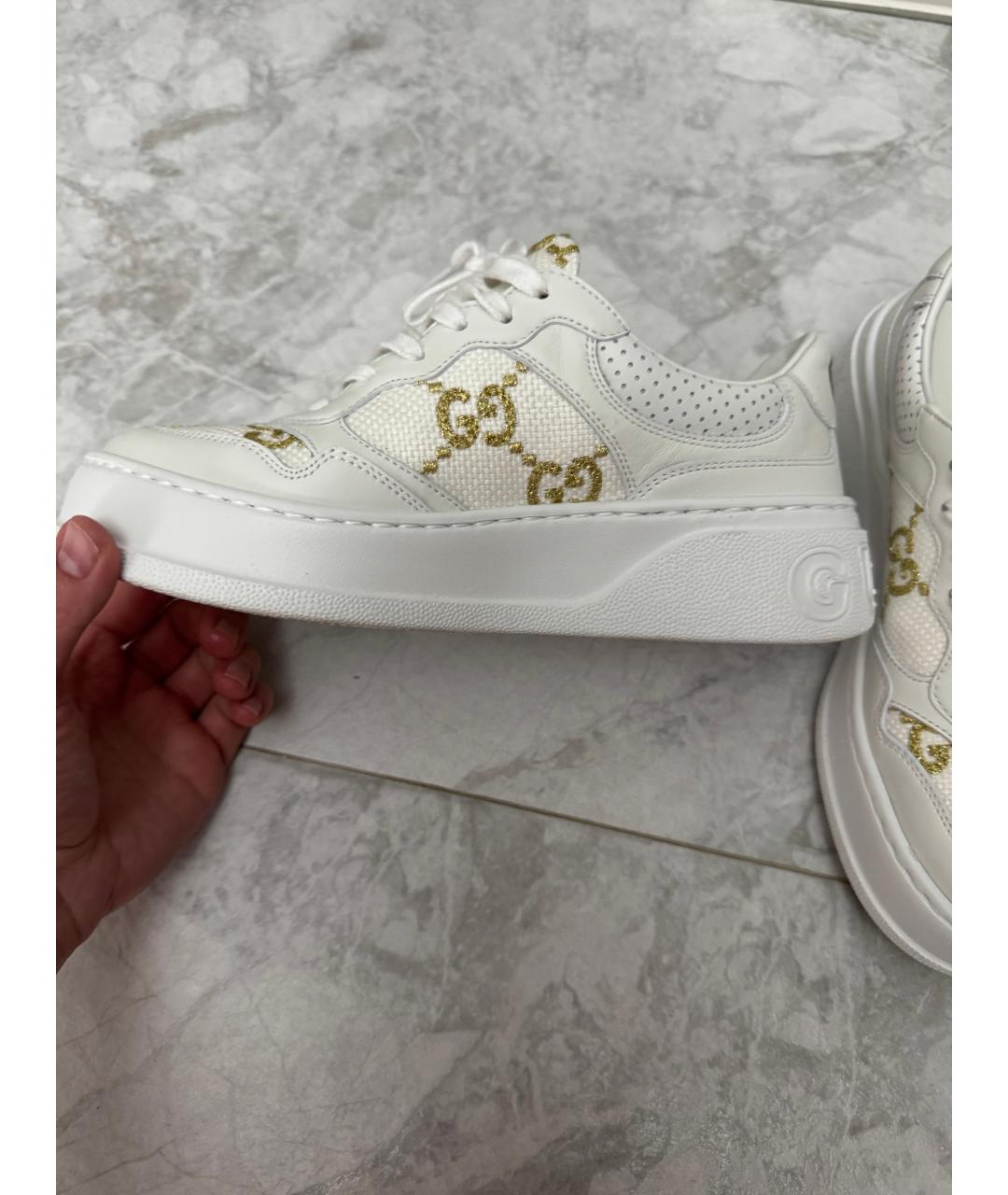 GUCCI Белые кожаные кроссовки, фото 3