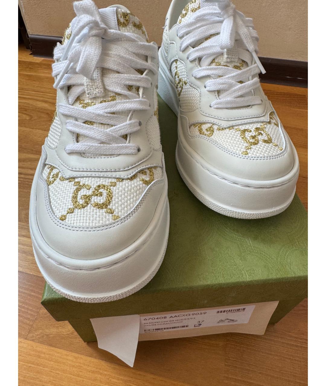 GUCCI Белые кожаные кроссовки, фото 2