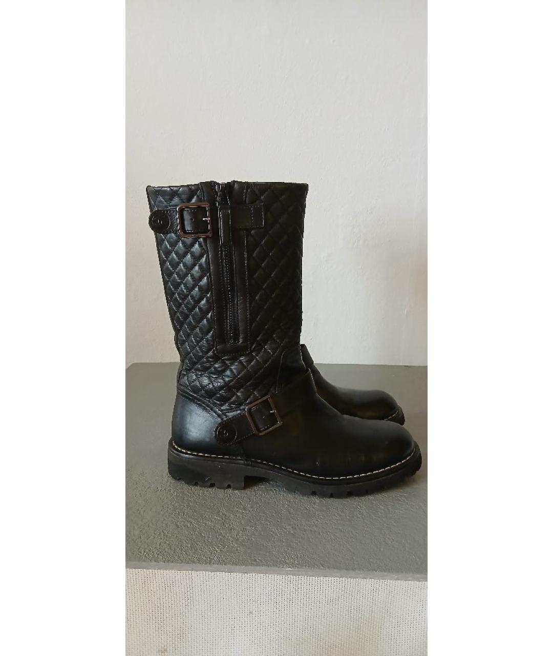 CHANEL Черные кожаные сапоги, фото 9