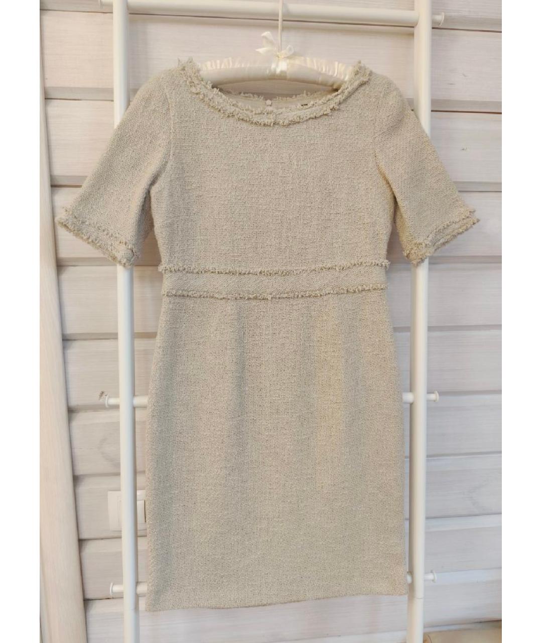 MAX&CO Бежевое хлопко-эластановое повседневное платье, фото 6