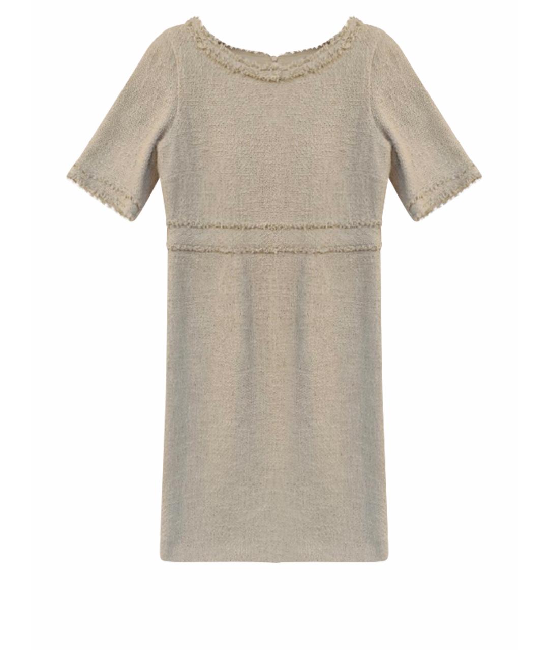 MAX&CO Бежевое хлопко-эластановое повседневное платье, фото 1