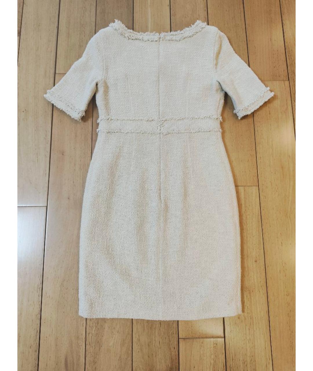 MAX&CO Бежевое хлопко-эластановое повседневное платье, фото 5