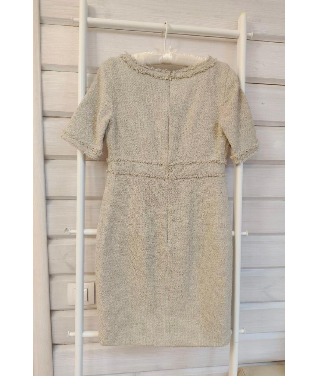 MAX&CO Бежевое хлопко-эластановое повседневное платье, фото 2