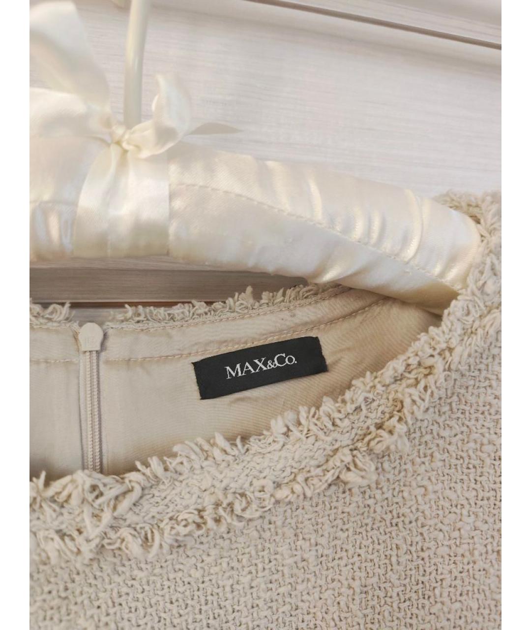 MAX&CO Бежевое хлопко-эластановое повседневное платье, фото 3