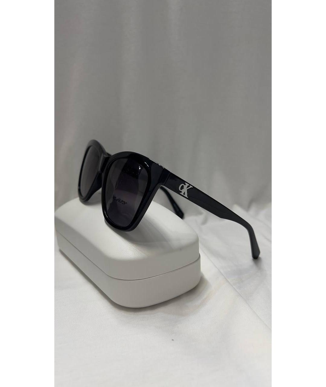 CALVIN KLEIN Черные пластиковые солнцезащитные очки, фото 2