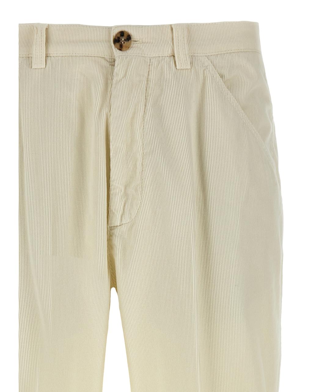 BRUNELLO CUCINELLI Бежевые хлопковые повседневные брюки, фото 3