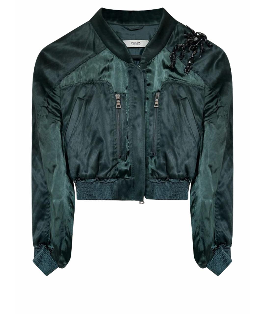 PRADA Зеленый шелковый жакет/пиджак, фото 1
