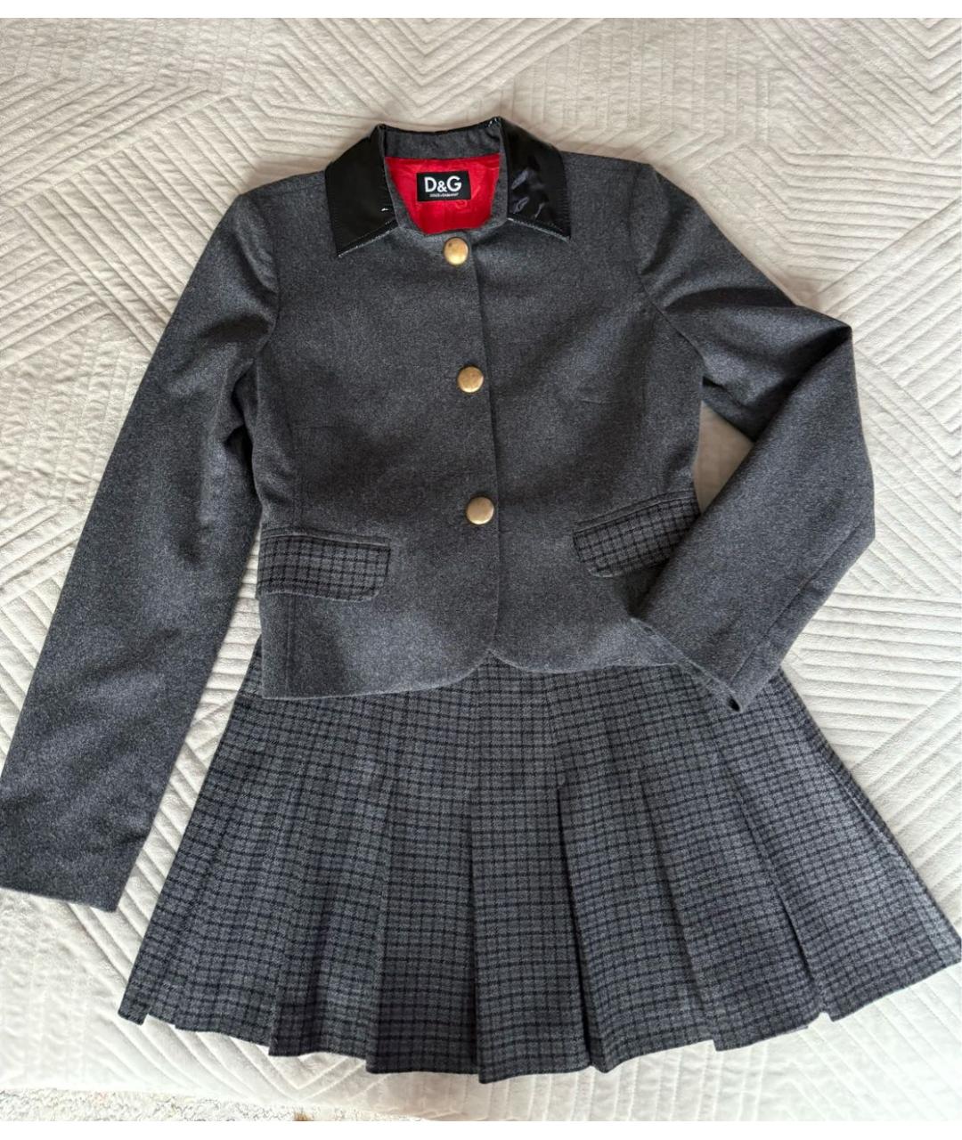 DOLCE&GABBANA Серый шерстяной костюм с юбками, фото 9