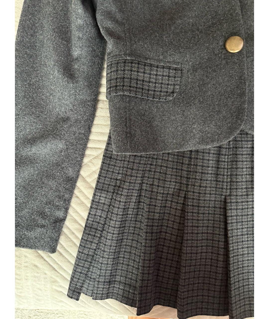 DOLCE&GABBANA Серый шерстяной костюм с юбками, фото 6