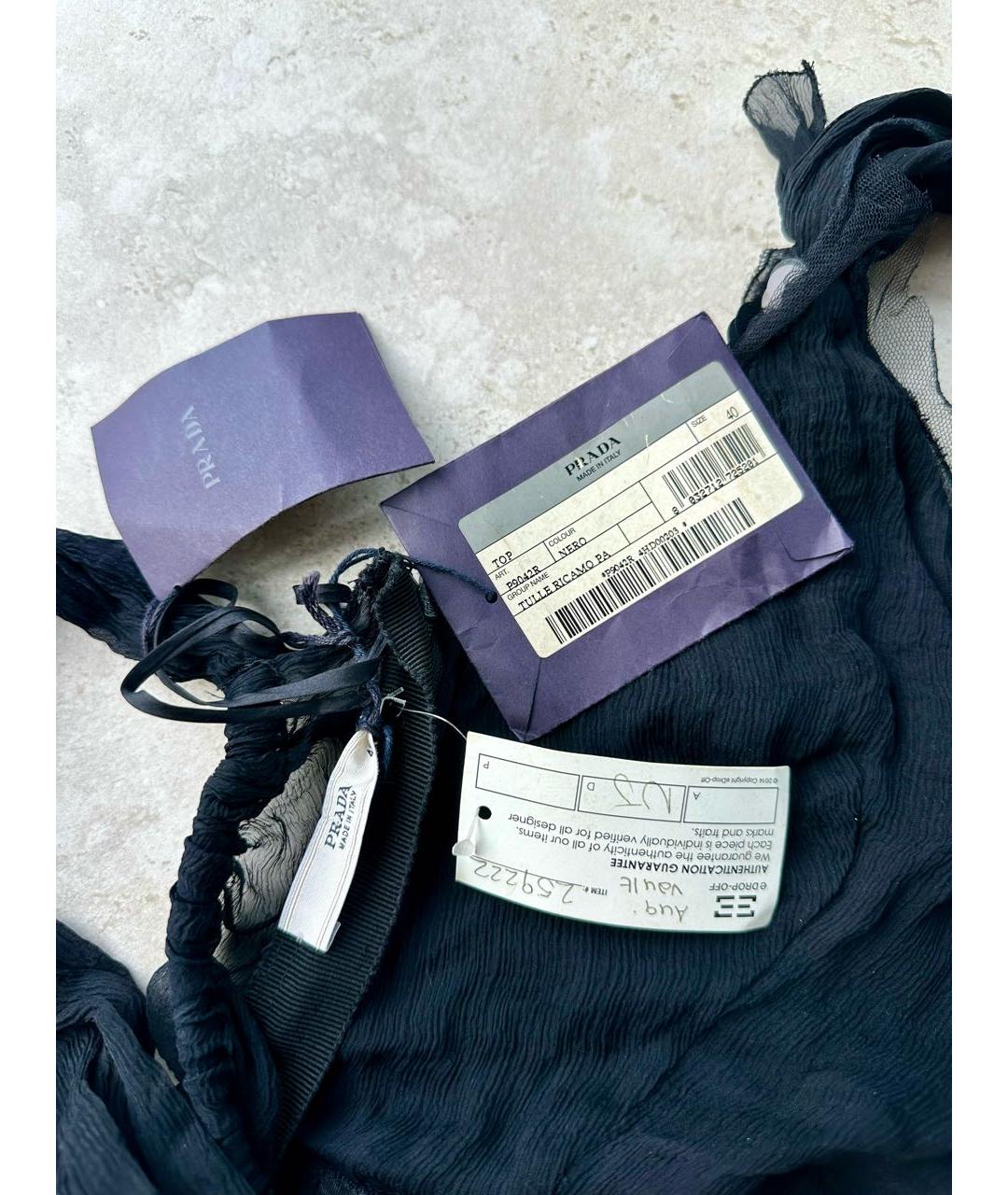 PRADA Черная шелковая блузы, фото 5