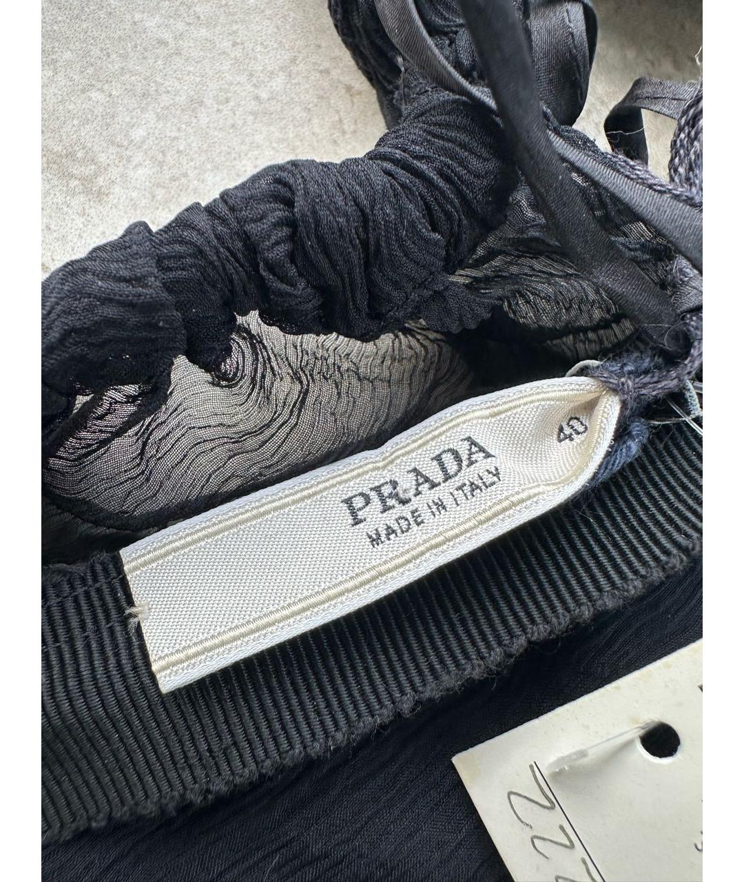 PRADA Черная шелковая блузы, фото 3