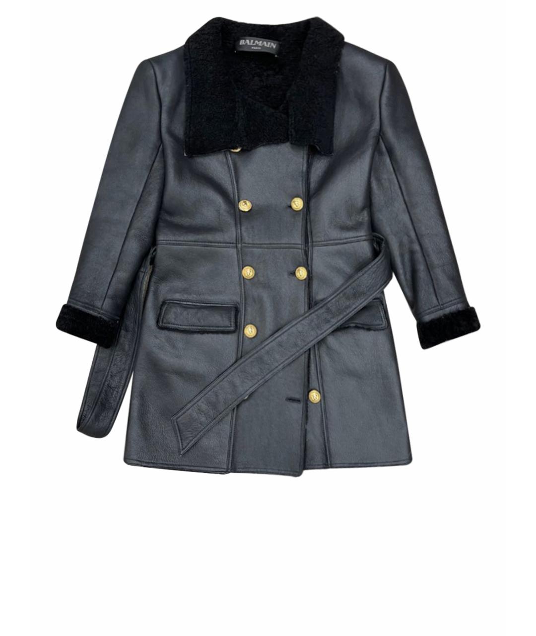 BALMAIN Черная кожаная дубленка, фото 1