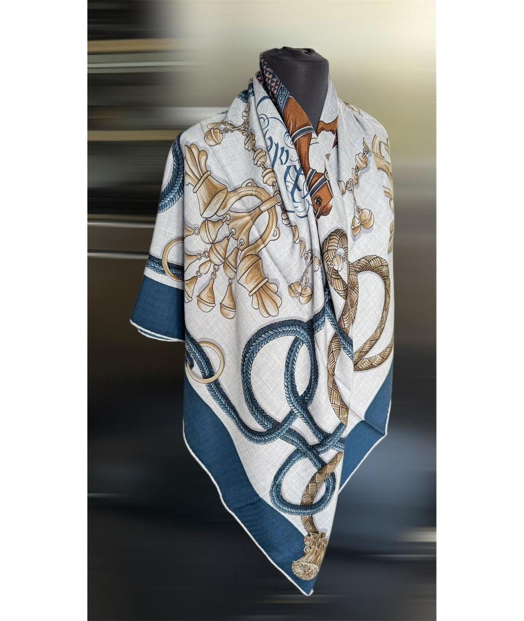 HERMES Серый кашемировый платок, фото 2