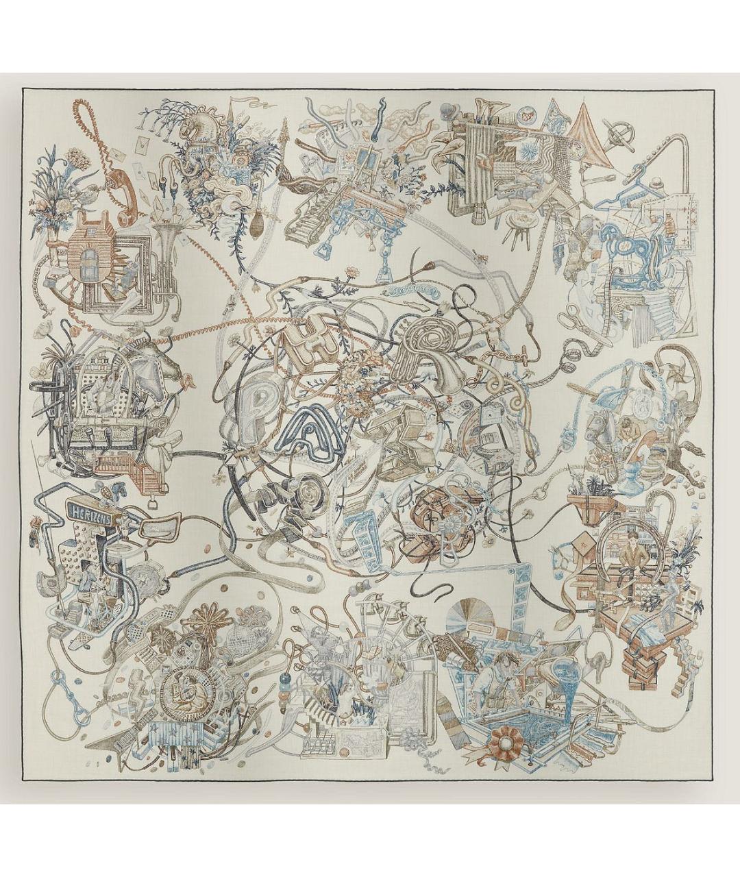 HERMES Бежевый кашемировый платок, фото 4