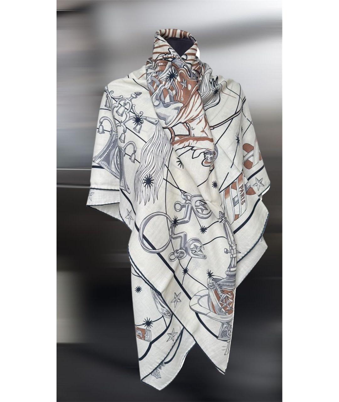 HERMES Бежевый кашемировый платок, фото 2