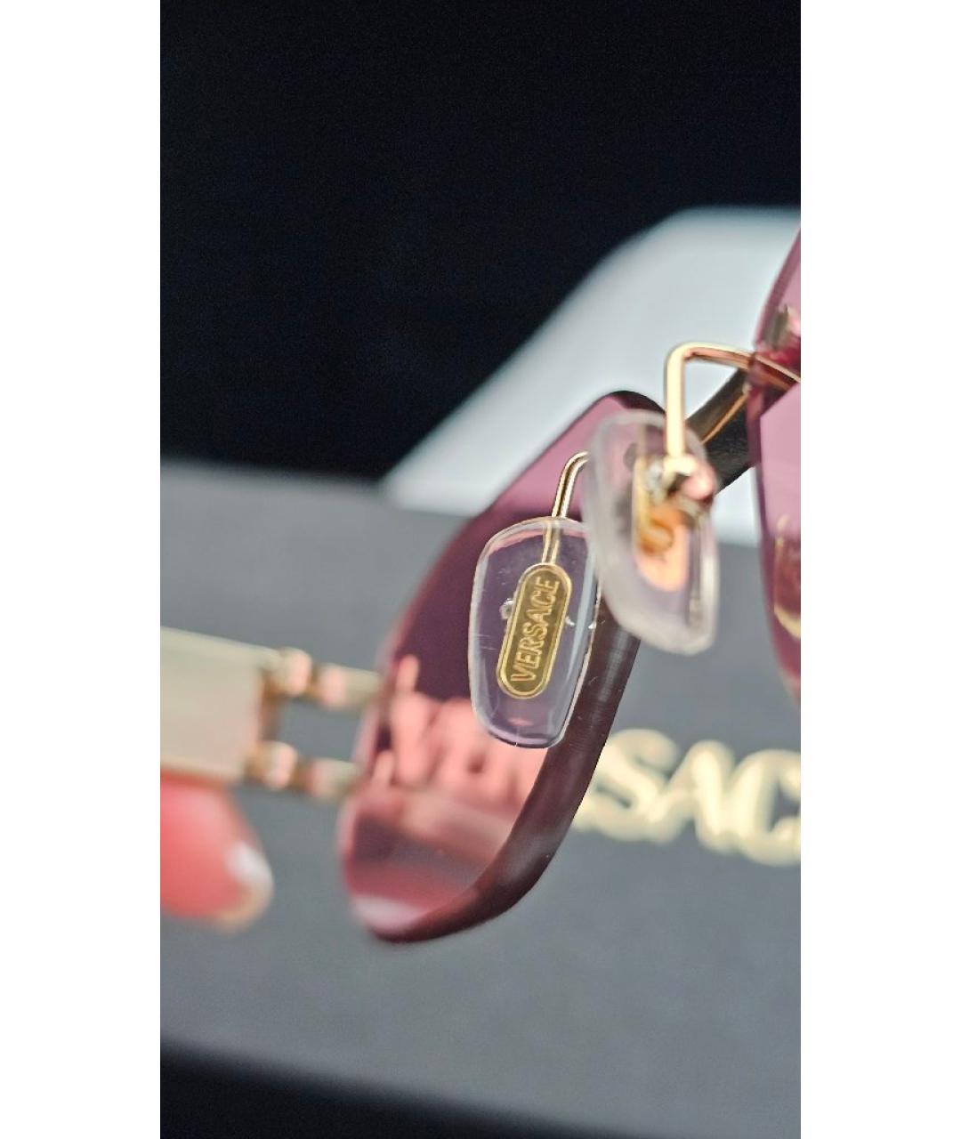 VERSACE Золотые металлические солнцезащитные очки, фото 5