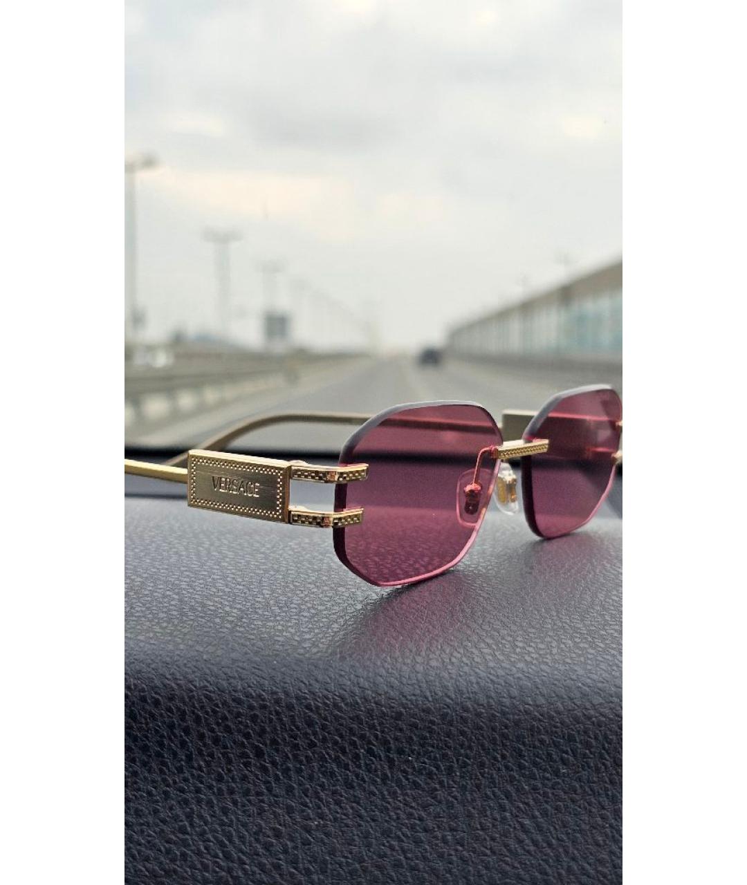VERSACE Золотые металлические солнцезащитные очки, фото 2