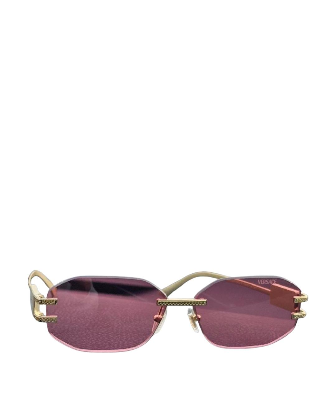 VERSACE Золотые металлические солнцезащитные очки, фото 1