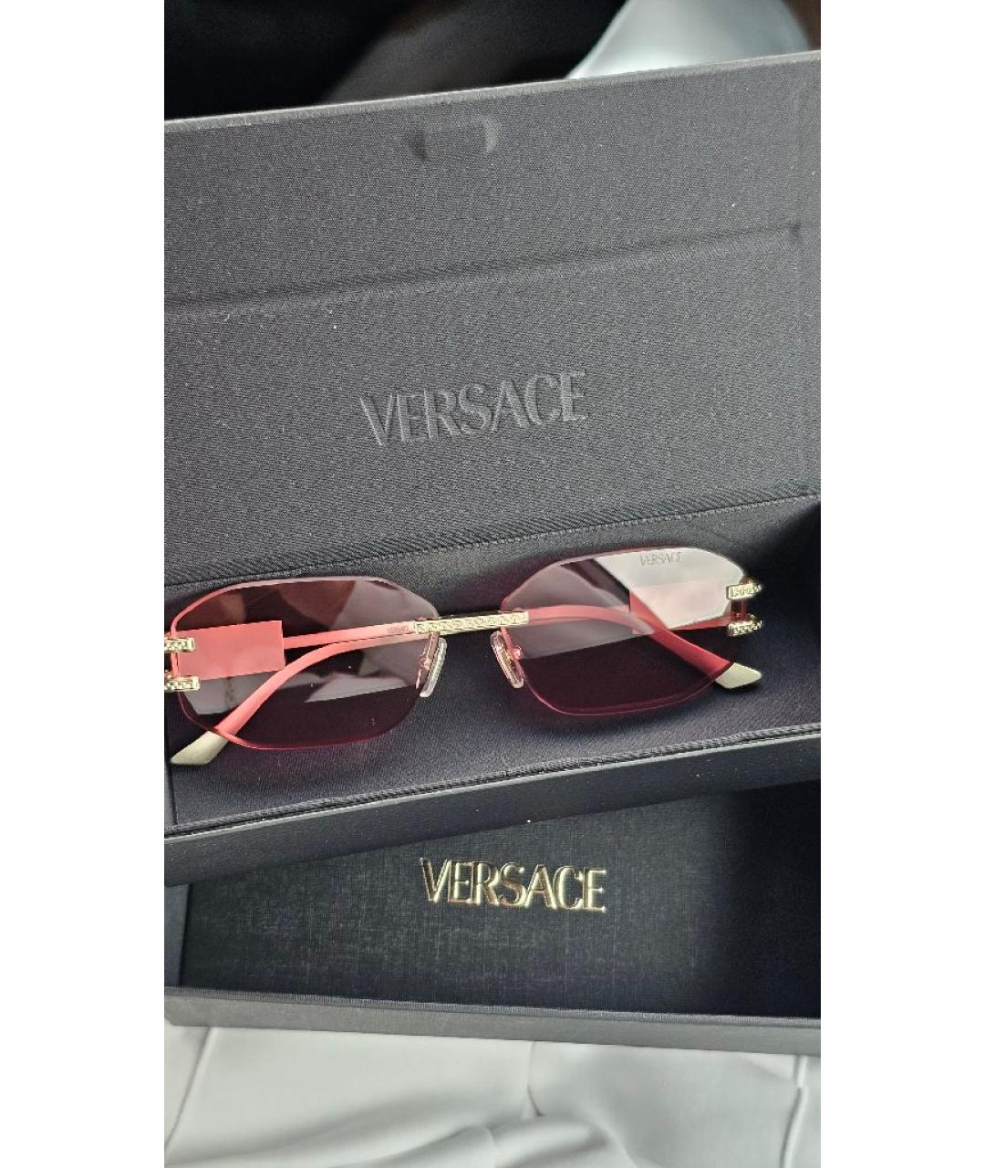 VERSACE Золотые металлические солнцезащитные очки, фото 4