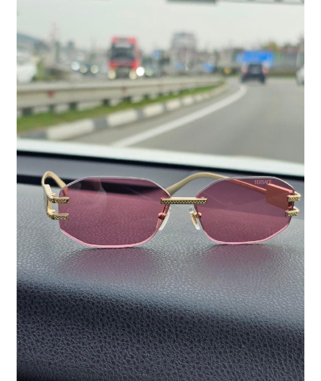 VERSACE Золотые металлические солнцезащитные очки, фото 8